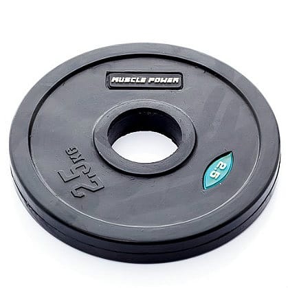 19140-Muscle-Power-Olympische-halterschijf-25-kg-rubber-overtrokken-50-mm-zwart-afbeelding-1