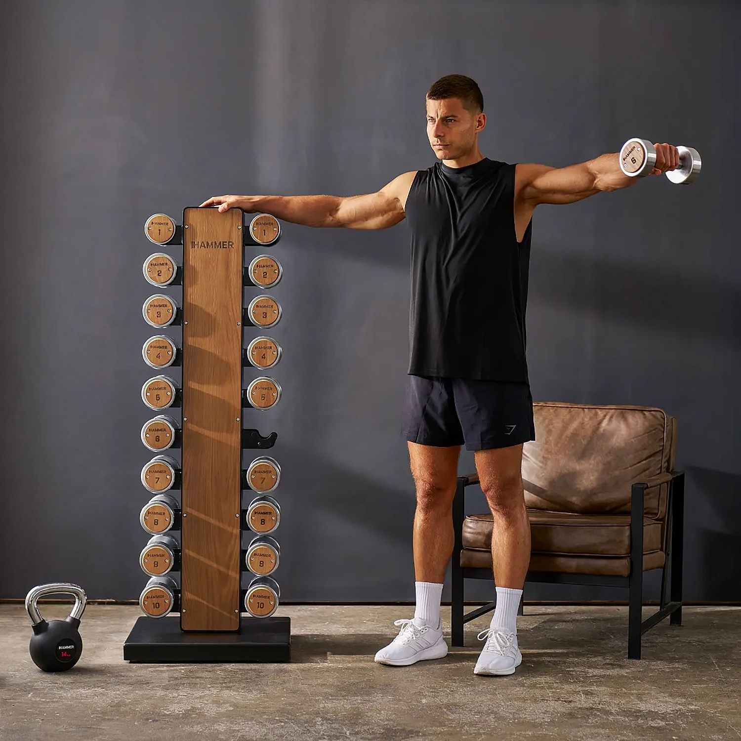 143628-Hammer-dumbbell-toren-1-10-kg-eikenhout-afbeelding-5