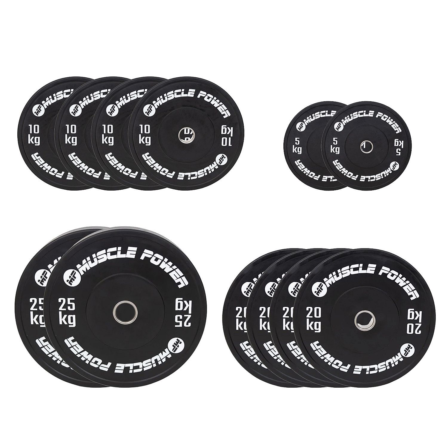 113972-Muscle-Power-high-black-bumper-halterschijf-set-180KG-afbeelding-1